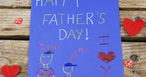 Handmade Child’s Father’s Day Card with Decorations Celebrating Fatherhood - Download Free Stock Images Pikwizard.com