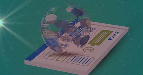 Global Social Media Connections and Digital Interface Concept