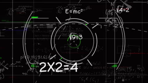 Animated Target Screen Displaying Complex Math Equations
