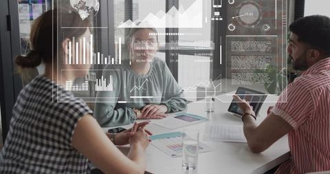 Collaborating Over Data: Team Reviewing Analytics with Augmented HUD in Modern Glass Room
