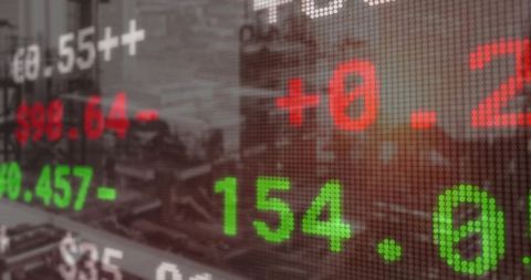 Dynamic Stock Market Display with City Background