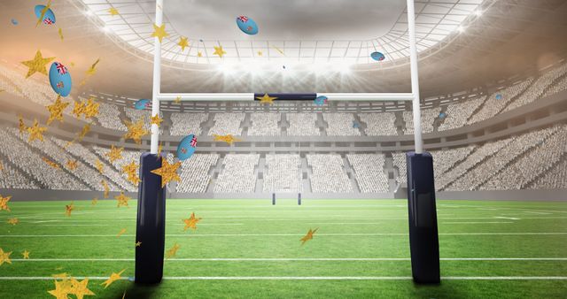 Rugby-Fiji Inspired Stadium Celebration Scene Featuring Goalposts - Download Free Stock Images Pikwizard.com