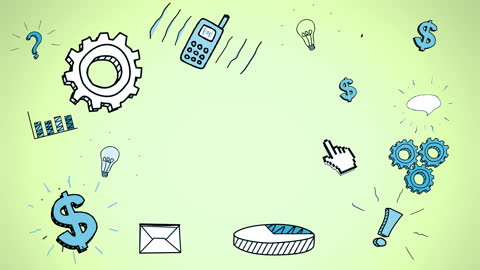 Animated Technology Icons on Abstract Gradient Background