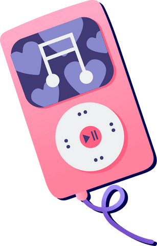 flat pink music player icon with notes and hearts on transparent - Download Free Stock Videos Pikwizard.com