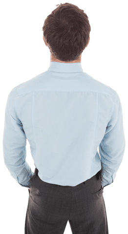 transparent businessman with hands in pockets from back view - Download Free Stock Videos Pikwizard.com