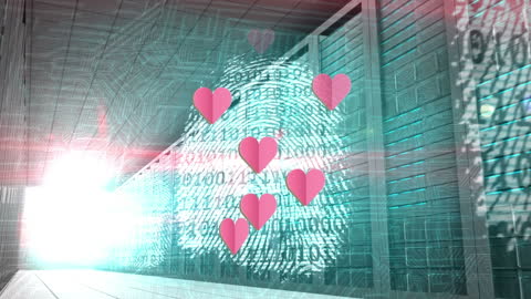 Digital Love: Heart Symbols in Data Stream