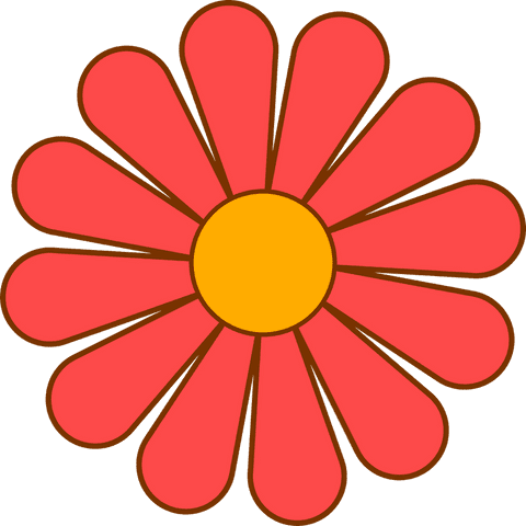 Minimalist botanical daisy flower icon on transparent design