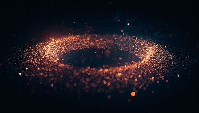 Luminous particle swirl in cosmic eternal dark space