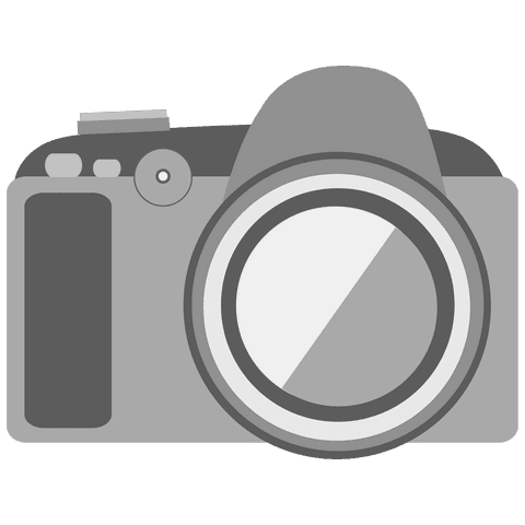 Gray camera digital illustration on transparent background