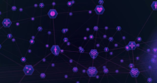 Blockchain Network with Medical Icons and Purple Background - Download Free Stock Images Pikwizard.com