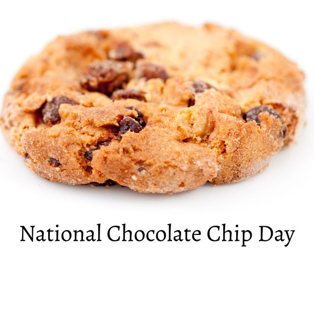 Close-Up of Crunchy Chocolate Chip Cookie Celebrating National Chocolate Chip Day - Download Free Stock Templates Pikwizard.com