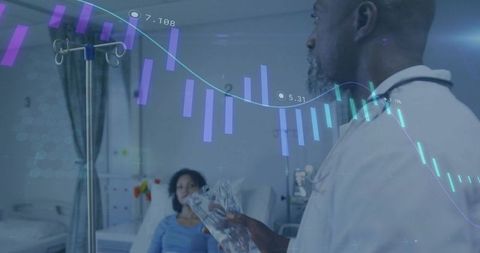 Doctor Examining Patient with Medical Technology Overlay