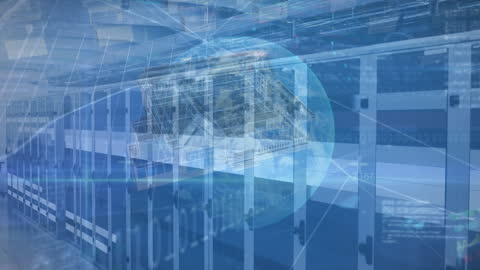 Digital Future Concept with Servers and Globe Imagery