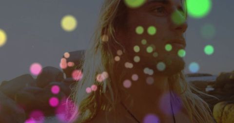 Dreamy Sunset Gaze with Bokeh and Open-Air Adventure Feel