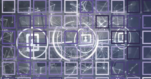 Futuristic hud interface with digital grid and connections