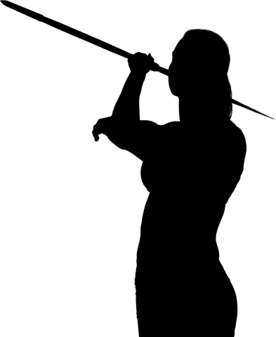 Digital Silhouette of Sportswoman Holding Javelin Transparent PNG