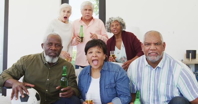 Excited Group of Senior Friends Watching Sports Together - Download Free Stock Images Pikwizard.com