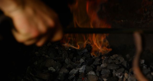 Blacksmith Working with Fire and Coals in Workshop - Download Free Stock Images Pikwizard.com