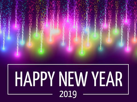 colorful fireworks celebrating new year 2019 greetings - Download Free Stock Templates Pikwizard.com