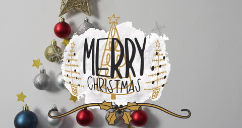 Festive Animated Merry Christmas Decoration with Ornaments
