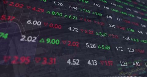 Digital display of financial stock market data with trend indicators