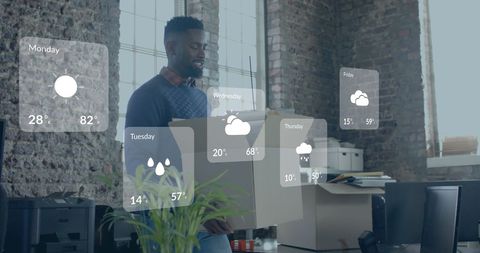 Businessman Analyzing Weather Data in Modern Office - Download Free Stock Images Pikwizard.com