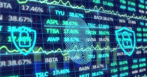 Digital security concept with padlocks and fingerprint