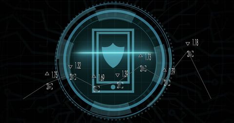 Digital Interface with Data Processing Elements and Shield Icon - Download Free Stock Images Pikwizard.com