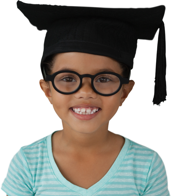 Smiling Young Girl in Glasses Wearing Graduation Mortarboard Small Strip - Download Free Stock Videos Pikwizard.com