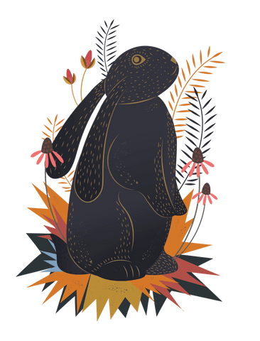 Easter Bunny with Vibrant Flowers on Transparent Background