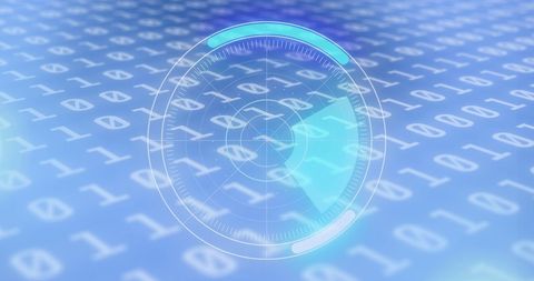 Digital Interface of Scope Scanning Binary Data on Blue Background - Download Free Stock Images Pikwizard.com