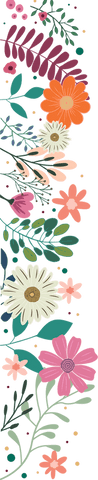 Floral vertical border in flat design on transparent background