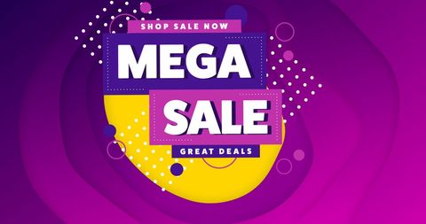 Colorful mega sale announcement with abstract white elements