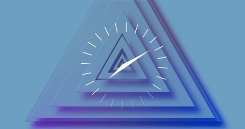 Futuristic geometric clock design with concentric triangles