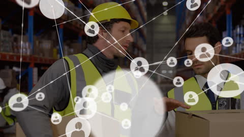 Warehouse Workers Collaborating Under Digital Network Overlay