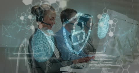 Cybersecurity Professionals Collaborating in Modern Office Environment