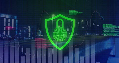 digital security overlay with cityscape represents data protection - Download Free Stock Images Pikwizard.com