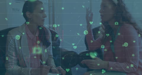 Doctor and Patient Discuss Mental Health with Digital Graphic Interface