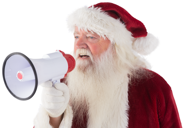 Transparent Santa Claus Announcing with Megaphone - Download Free Stock Videos Pikwizard.com