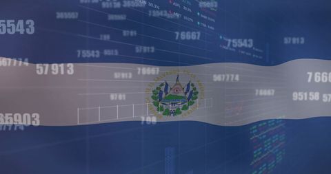 El Salvador Flag with Financial Data Overlay