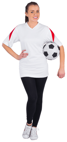 Smiling Football Fan Holding Soccer Ball Transparent Background