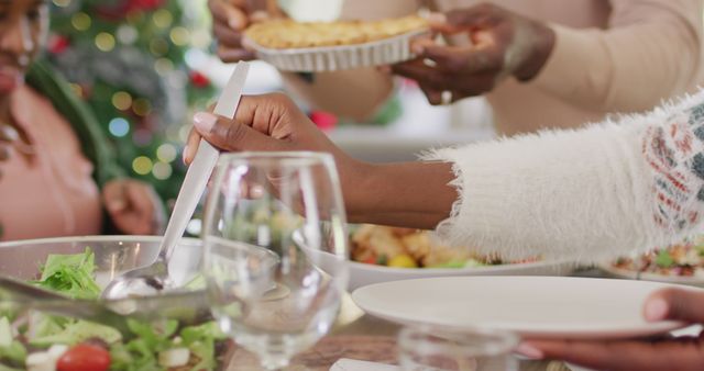 Close up of african american family having christmas dinner - Download Free Stock Photos Pikwizard.com