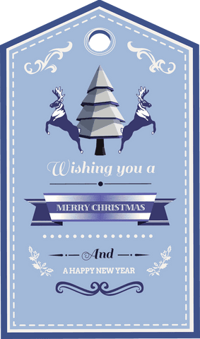 Elegant christmas and new year tag on transparent background