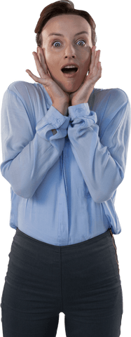 Surprised Businesswoman on Transparent Background Isolated