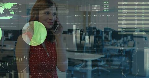businesswoman engaged in data analysis call in futuristic office - Download Free Stock Images Pikwizard.com
