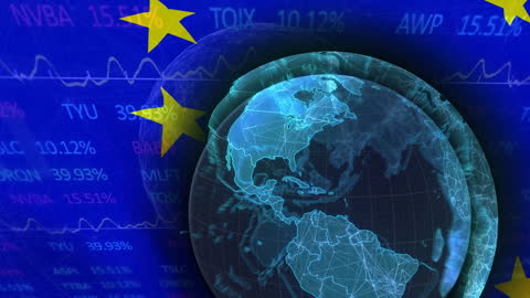 Global Business on EU Background with Stock Market Data