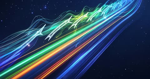 Cosmic Light Trails Streaming in Vibrant Array Across Starry Void