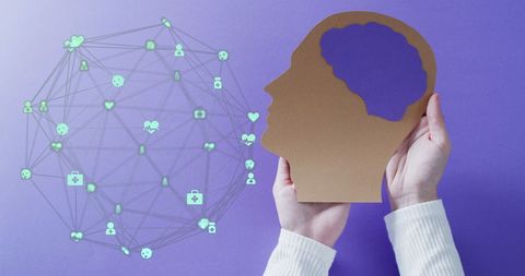 Human Head Silhouette with Digital Healthcare Network - Download Free Stock Images Pikwizard.com