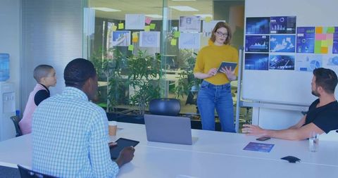 Professional Team Brainstorming with Digital Presentations