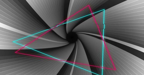 Abstract Neon Triangles with Dynamic Spiral Pattern